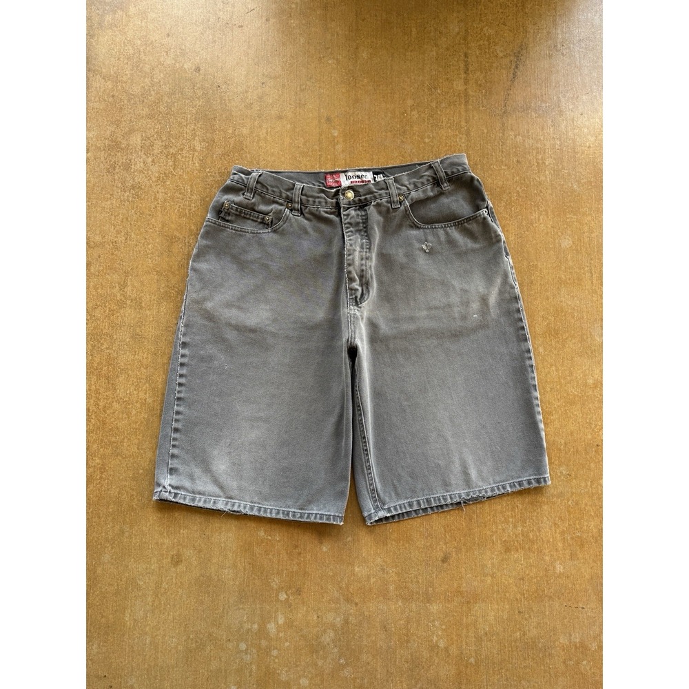 VTG 90s Bugle Boy Baggy Loose Millenium Series 7M Faded Gray Denim Jorts 34W